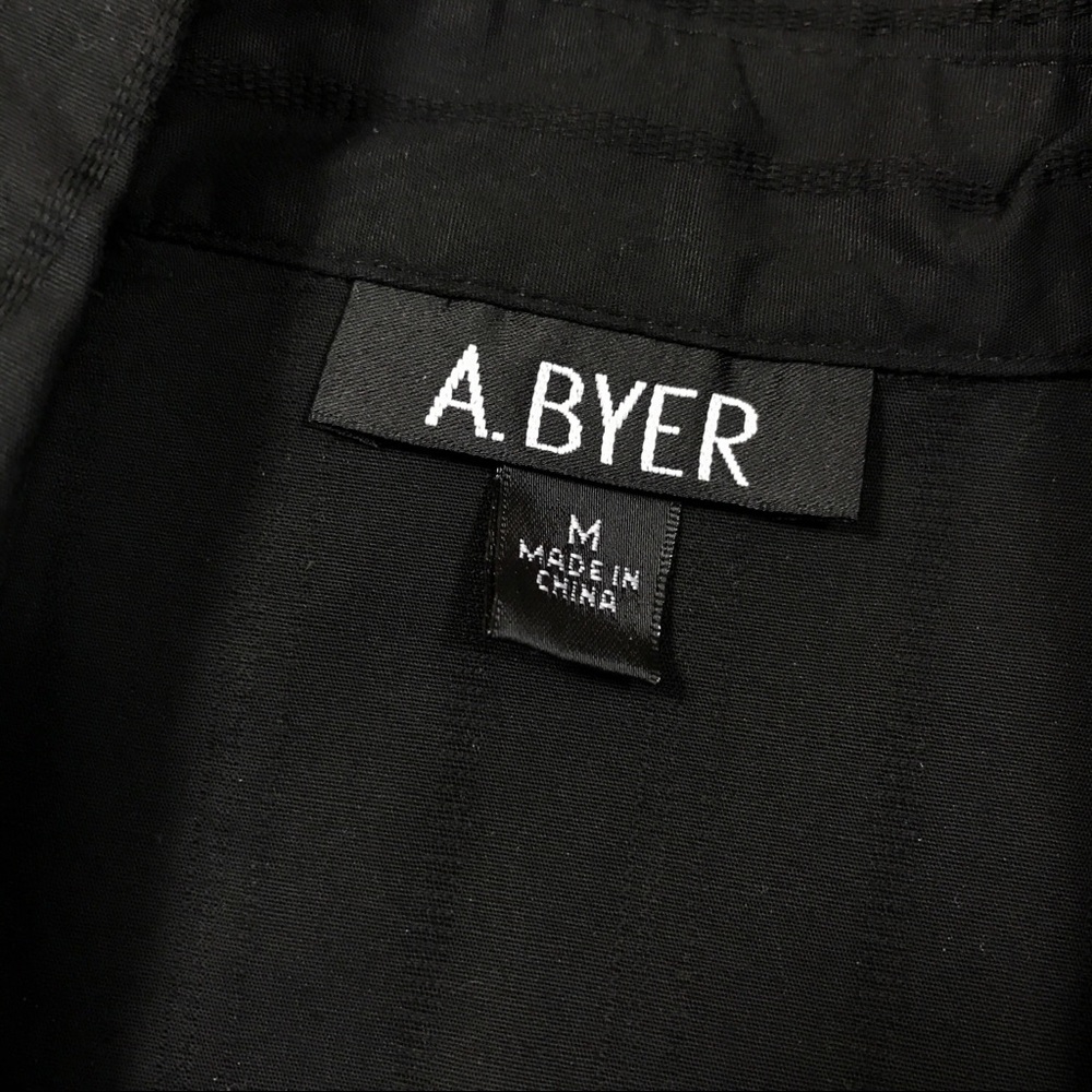 A Byer Long Black Shirt Sz M Cap Sleeve W/ button - Picture 2 of 8